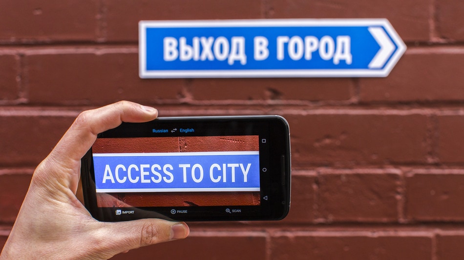 Google Translate can perform on-the-fly translations of signs and other written text.