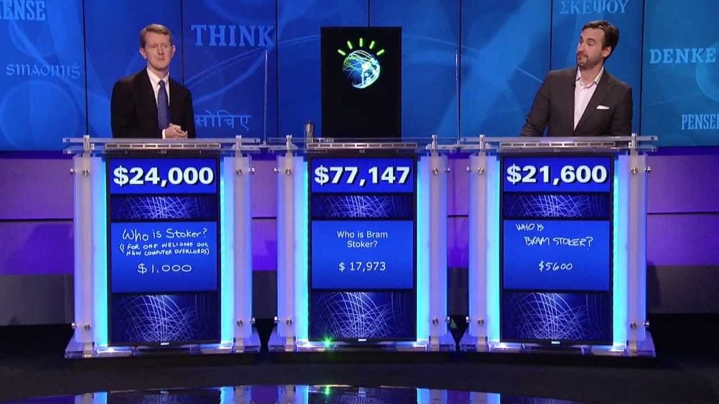 IBM's Jeapordy! playing AI Watson handily beats its world-class human opponents.