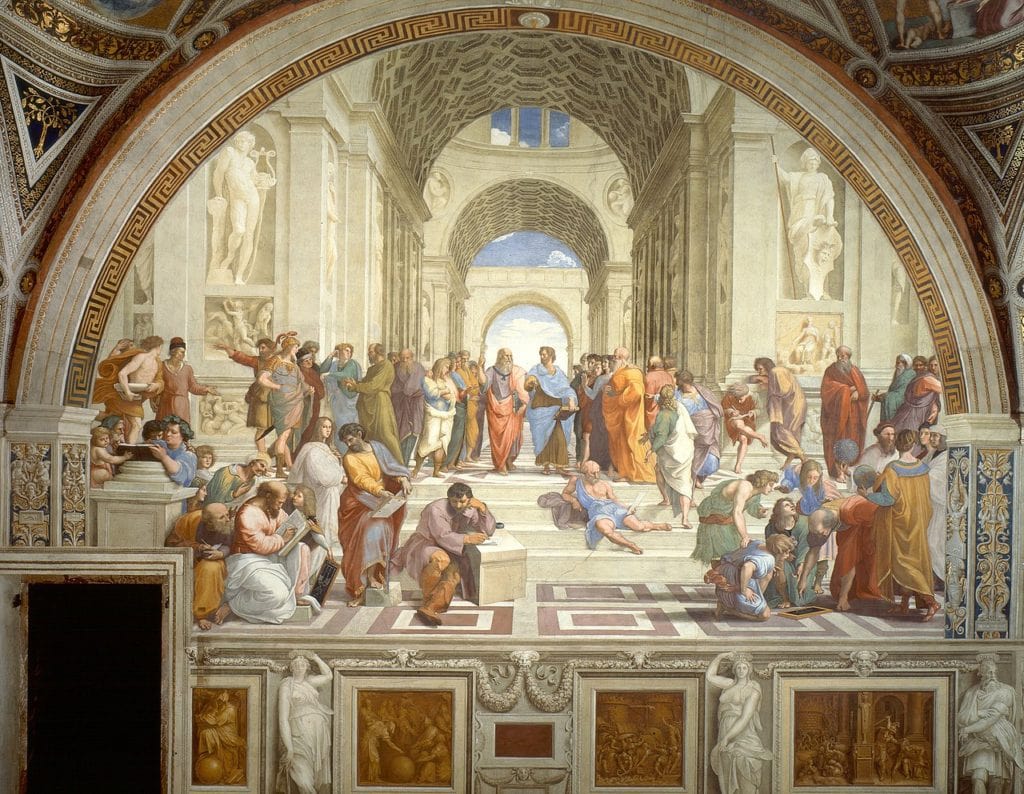 Raphael's masterpiece The School of Athens depicts Plato and Aristotle at The Academy (1511)